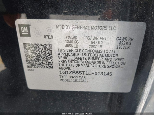 2020 CHEVROLET MALIBU FWD LS 9