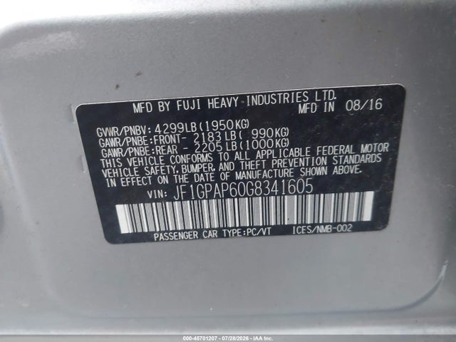 2016 Subaru IMPREZA 2.0I SPORT PREMIUM — фото 9