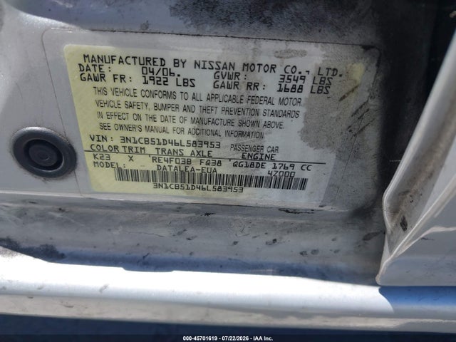 2006 Nissan SENTRA 1.8S 照片 9
