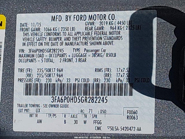 2016 FORD FUSION SE — фото 9