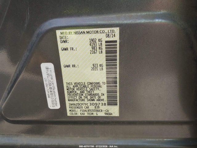 2015 Nissan LEAF S — фото 9