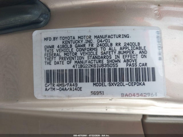 2001 Toyota CAMRY CE photo 9