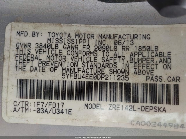 2013 Toyota COROLLA S 照片 9