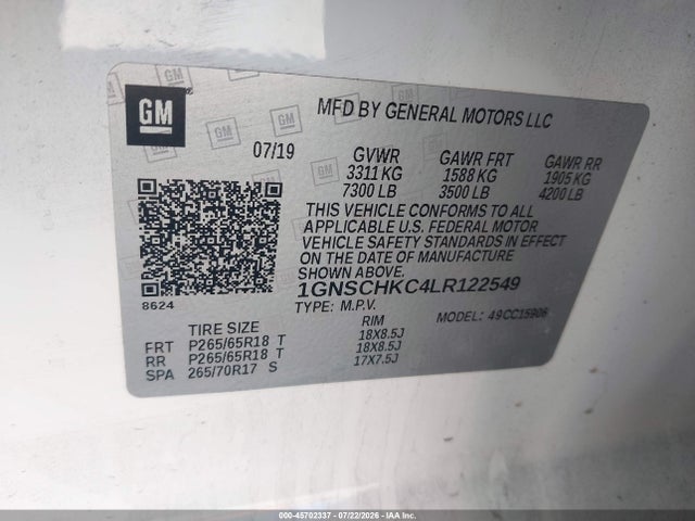2020 CHEVROLET SUBURBAN 2WD LT 9