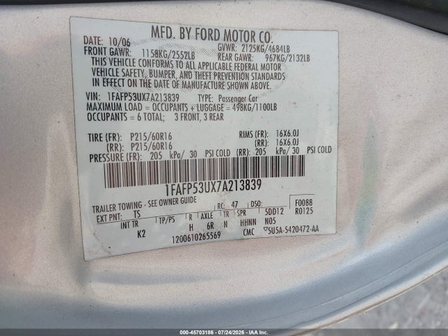 2007 FORD TAURUS SE 照片 9
