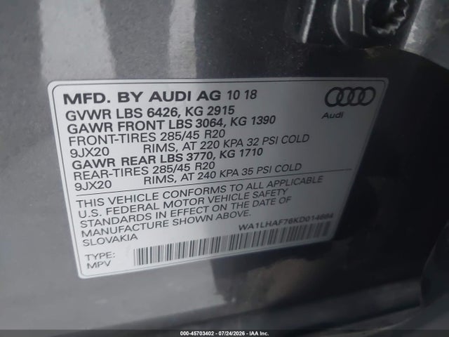 2019 AUDI Q7 45 PREMIUM/45 SE PREMIUM 9