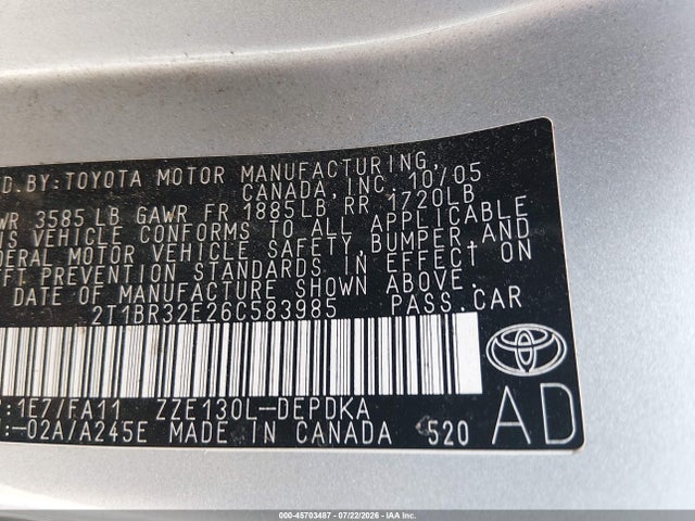 صورة 9 لـ 2006 Toyota COROLLA CE