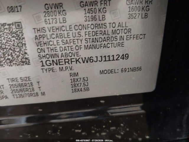 2018 CHEVROLET TRAVERSE LS 9