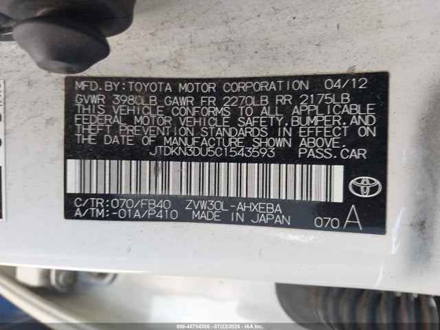 2012 Toyota PRIUS TWO — фото 9