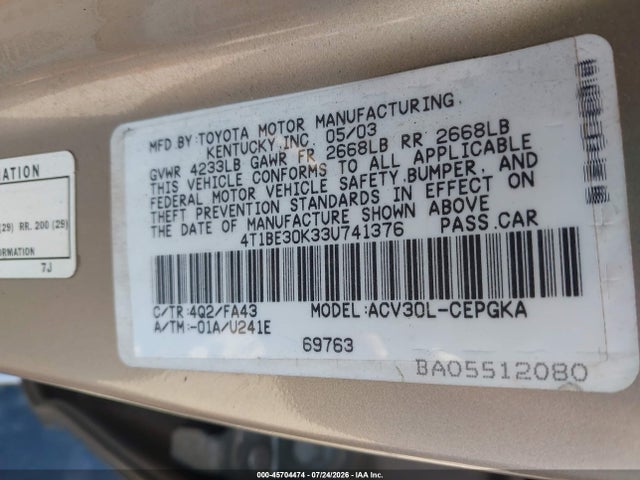 2003 Toyota CAMRY XLE — миниатюра 9