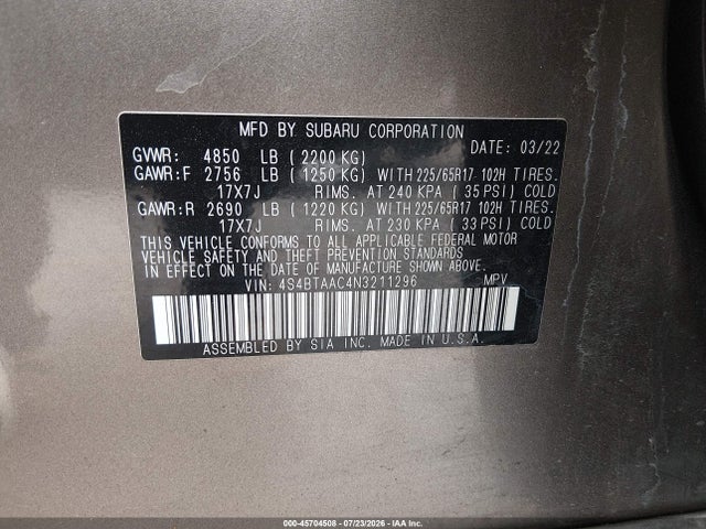 2022 SUBARU OUTBACK 9
