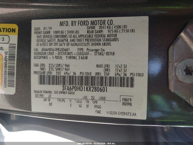 2019 FORD FUSION SE 9