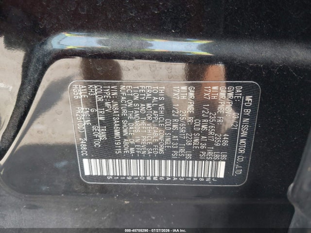 2021 NISSAN ROGUE S FWD 9