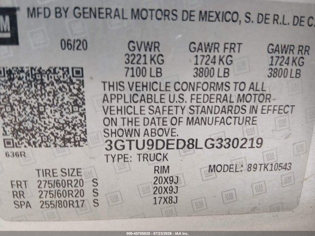 2020 GMC SIERRA 1500 4WD SHORT BOX SLT — фото 9
