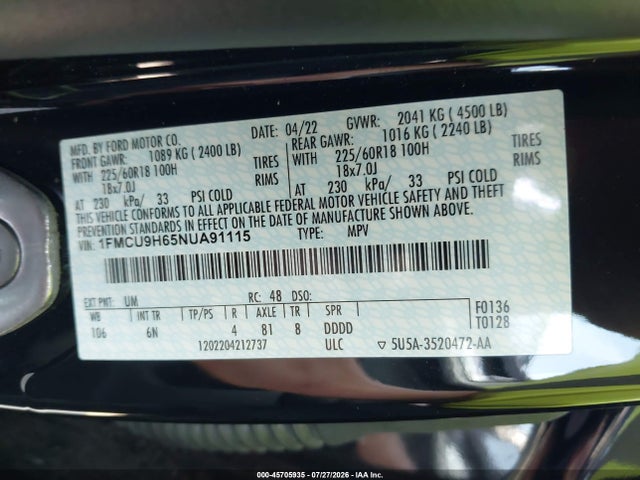 2022 FORD ESCAPE SEL 9