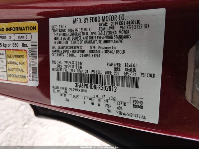 2015 FORD FUSION SE — фото 9