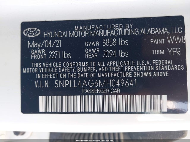 2021 HYUNDAI ELANTRA SE 9