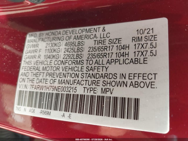 2022 HONDA CR-V 2WD SPECIAL EDITION 9