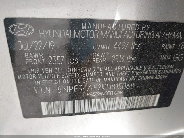 2019 Hyundai SONATA LIMITED — фото 9