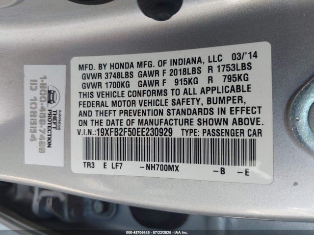 2014 Honda CIVIC LX — фото 9