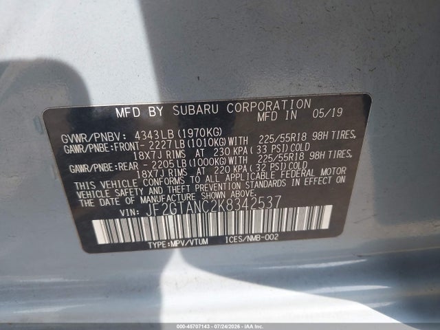 2019 SUBARU CROSSTREK 2.0I LIMITED 9