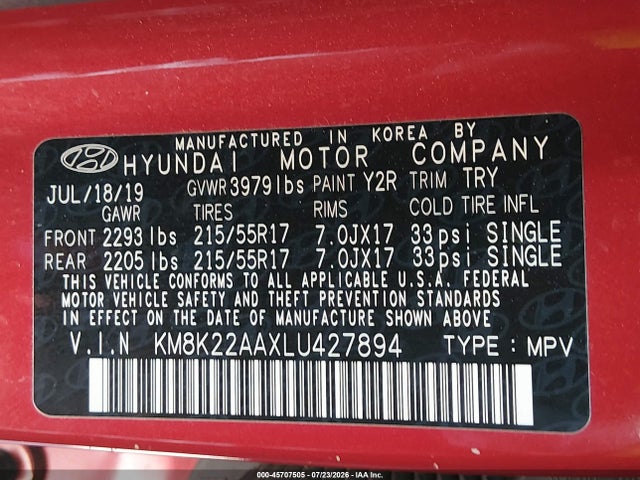 2020 HYUNDAI KONA SEL 9