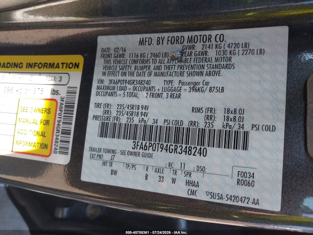 صورة 9 لـ 2016 FORD FUSION SE