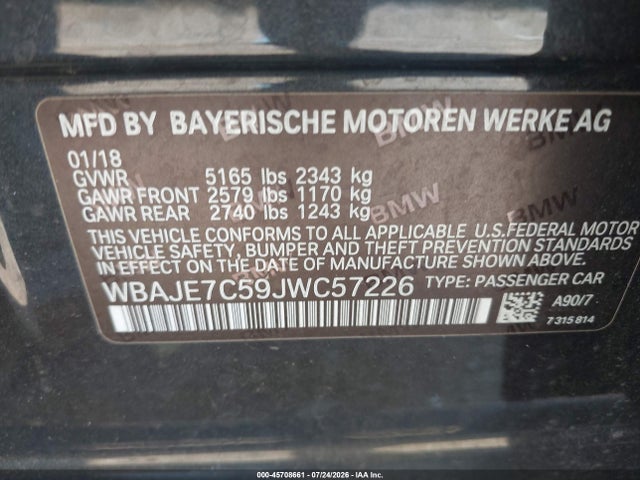 2018 BMW 540I XDRIVE — фото 9