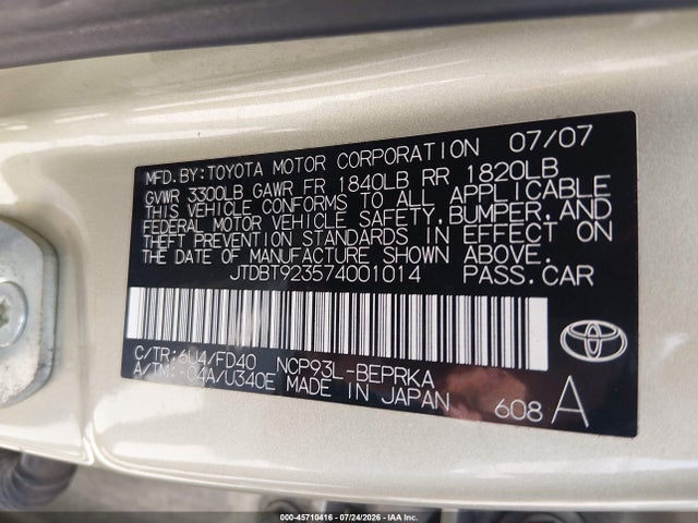 2007 Toyota YARIS 照片 9