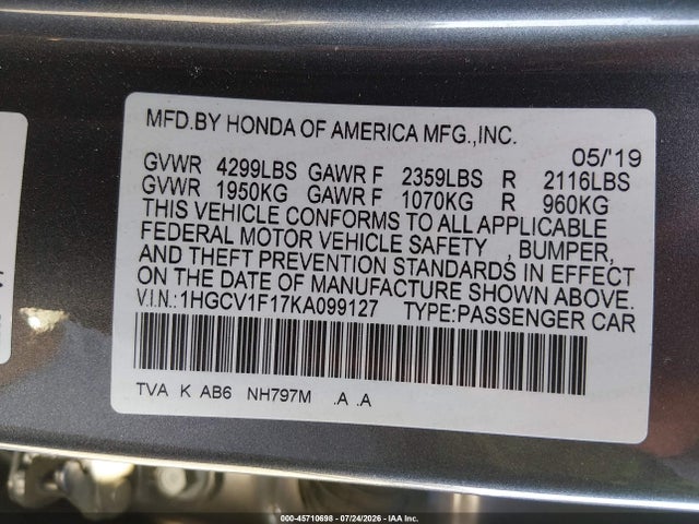 صورة 9 لـ 2019 Honda ACCORD LX