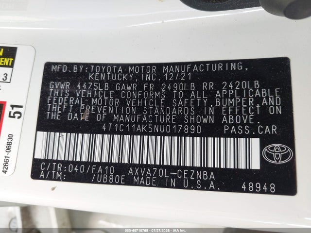 2022 TOYOTA CAMRY LE 9