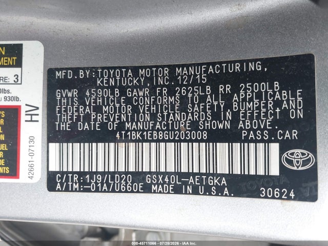 2016 Toyota AVALON XLE 照片 9