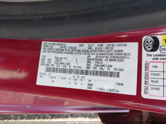 2011 FORD FIESTA SE 照片 9