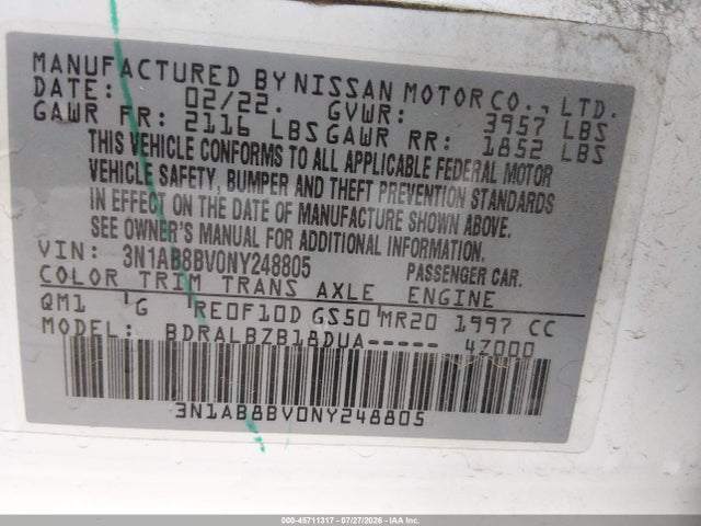 2022 NISSAN SENTRA S XTRONIC CVT 9