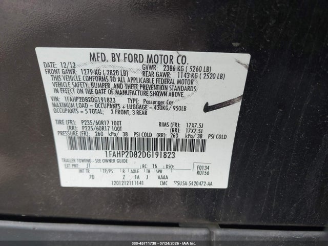 2013 FORD TAURUS SE 照片 9