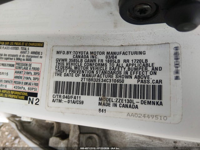 2004 Toyota COROLLA LE photo 9