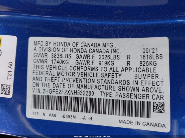 صورة 9 لـ 2022 Honda CIVIC LX