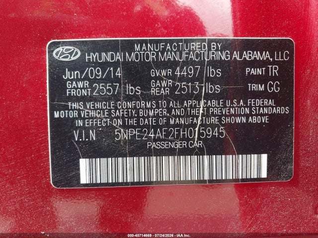 2015 Hyundai SONATA SE — фото 9