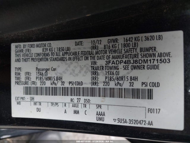 2013 FORD FIESTA SE 照片 9