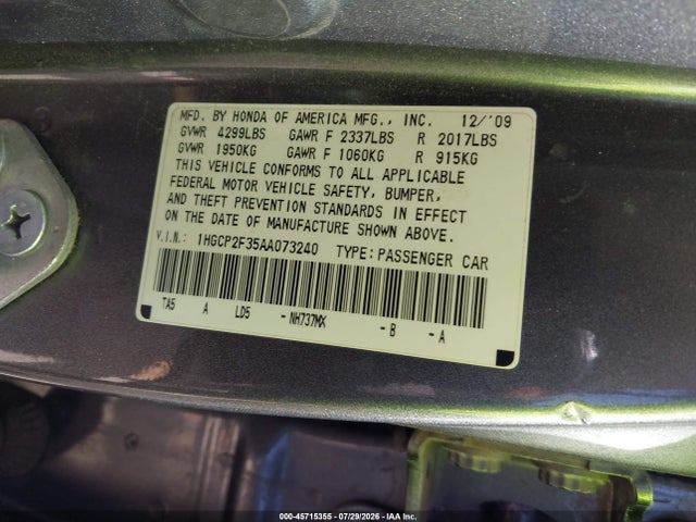 2010 Honda ACCORD 2.4 LX photo 9