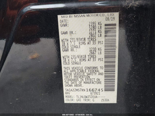 2019 NISSAN MURANO SV 9