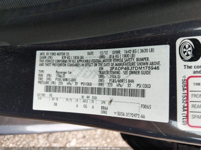 2013 FORD FIESTA SE 照片 9