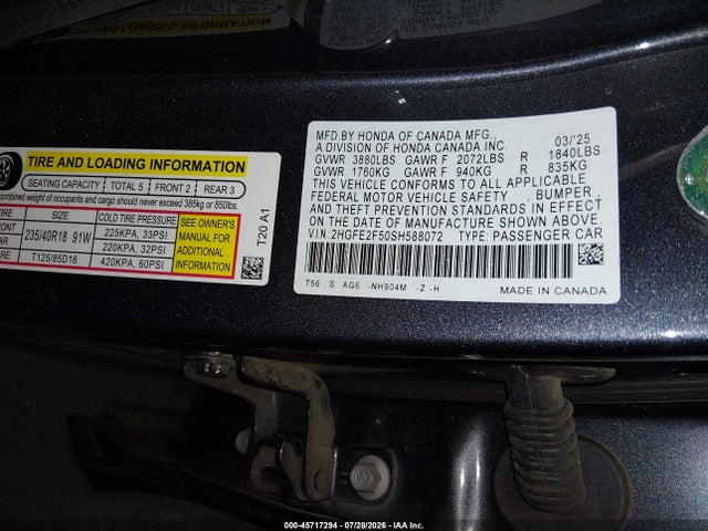 2025 HONDA CIVIC SPORT 9