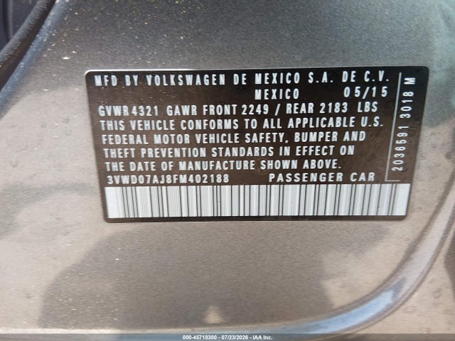 2015 Volkswagen JETTA 1.8T SE 照片 9