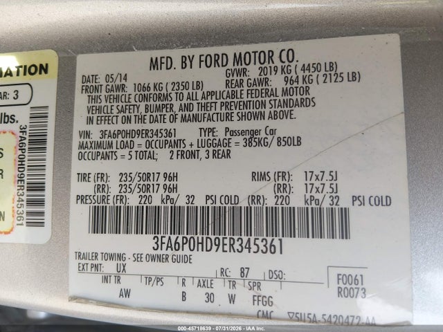 2014 FORD FUSION SE — фото 9