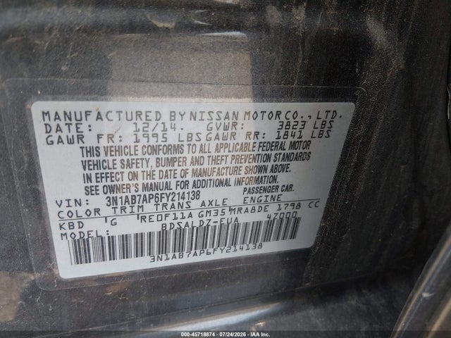 2015 Nissan SENTRA FE+ S/S/SL/SR/SV 照片 9
