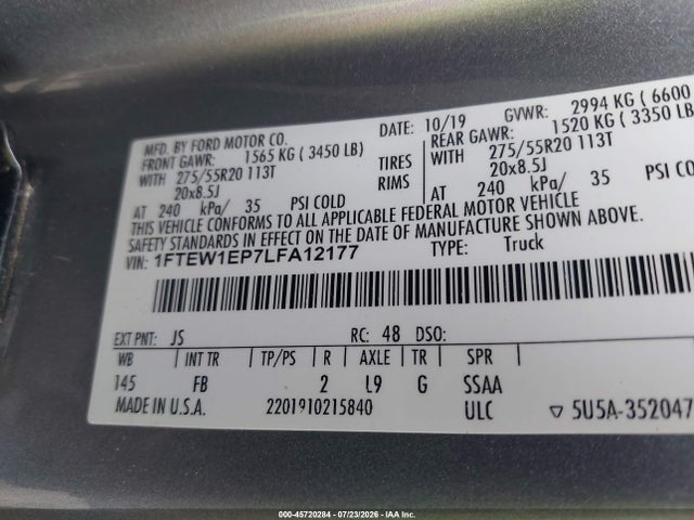 صورة 9 لـ 2020 FORD F-150 XLT