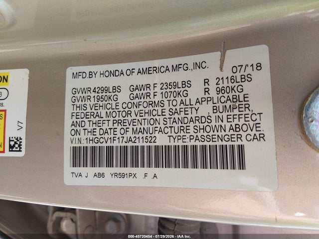 2018 HONDA ACCORD LX 9
