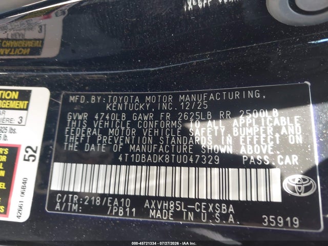 2026 TOYOTA CAMRY SE 9