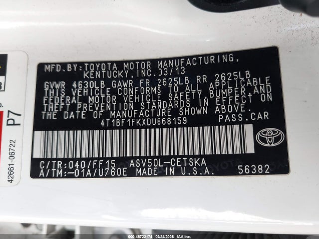 صورة 9 لـ 2013 Toyota CAMRY SE